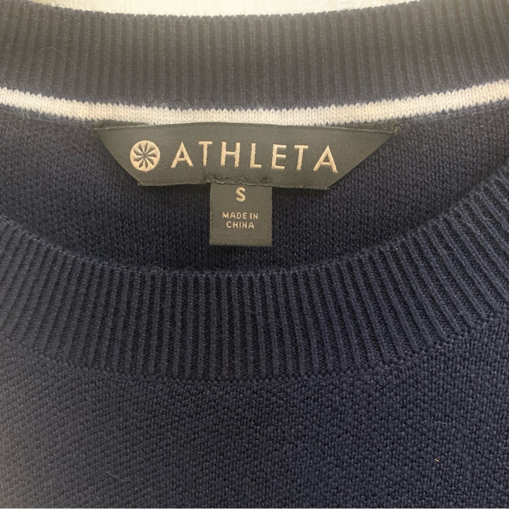 ATHLETA Navy with White Diagonal Stripe Sweater - Picture 8 of 8